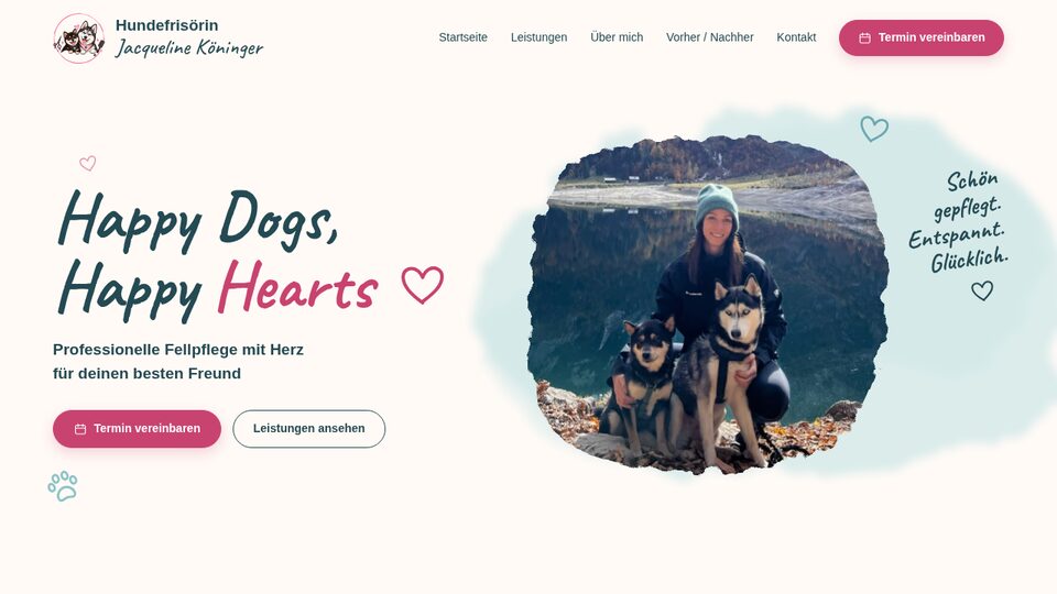 Startseite der Webseite von Jacqueline Hundefrisörin
